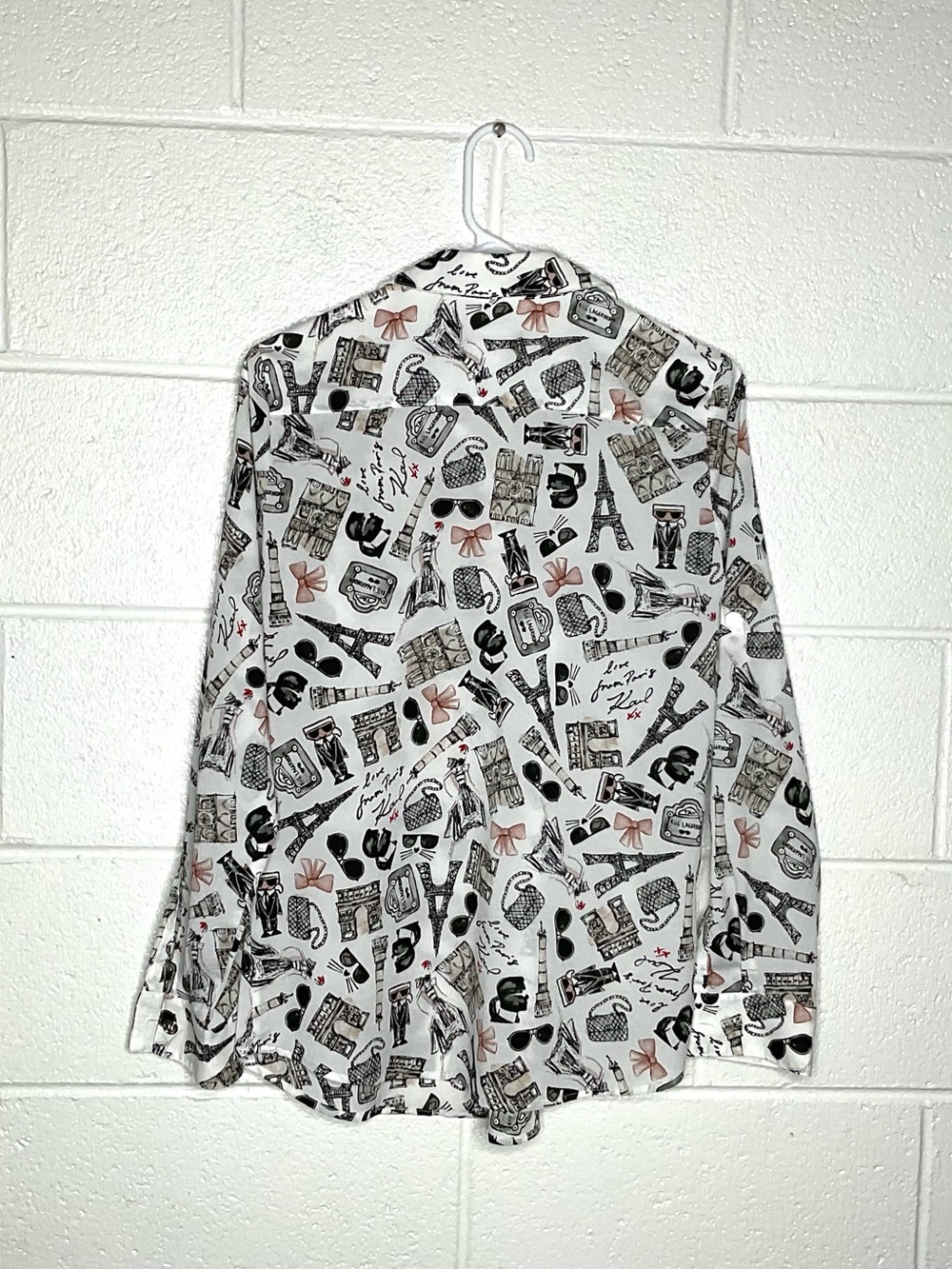 < Karl Lagerfeld Paris Whimsical Girly Fashion Button Up Shirt > - Picture 4 of 4